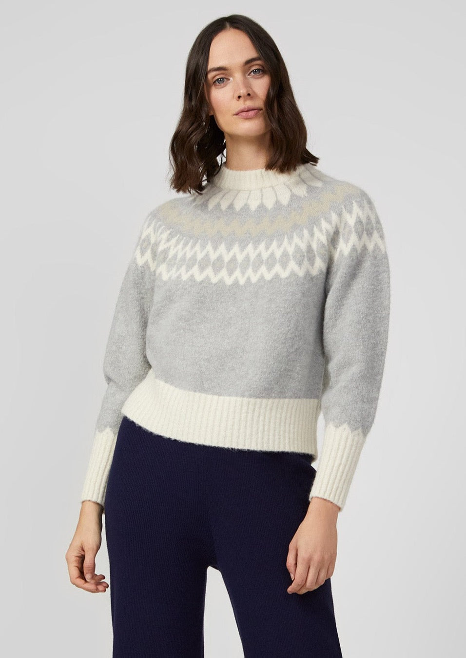 Great Plain Fair Isle Jumper Grey Heidi And Hudson