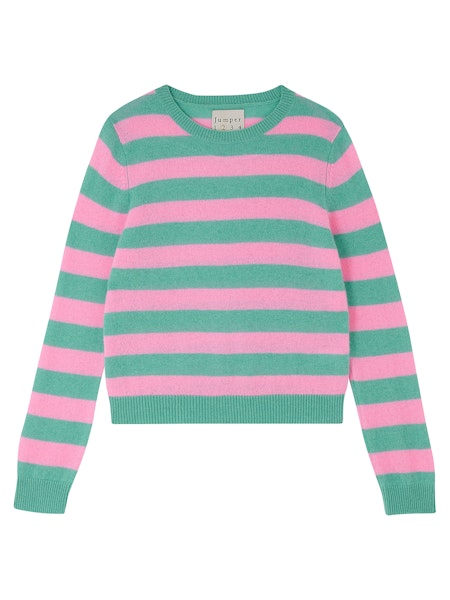 Jumper 1234 Cashmere Stripe Crew - Mint/ Candy