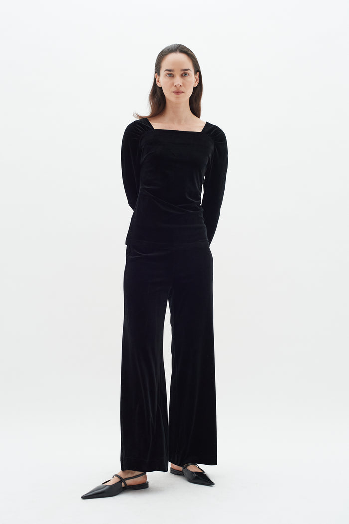 Part Two Jaqueh Velvet Trousers - Black