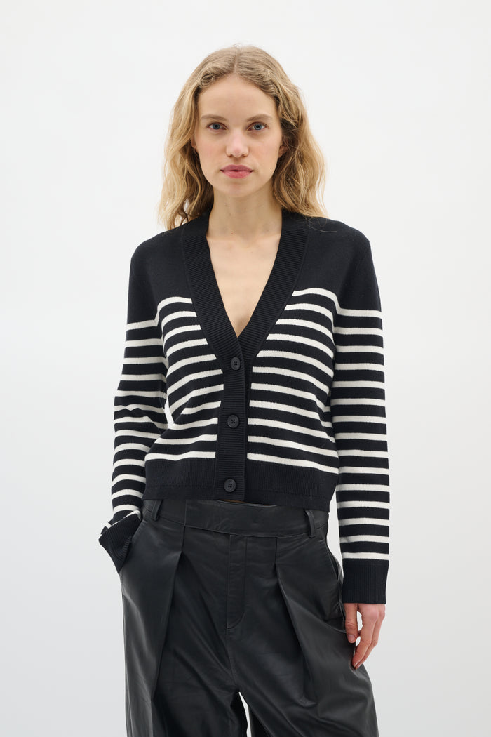 In Wear Wallis Cardigan - Navy Stripe