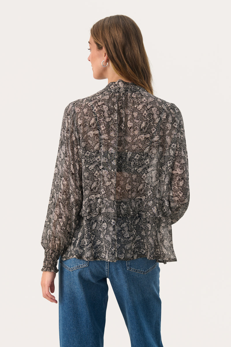 Part Two Monika Blouse - Black Leaf Print