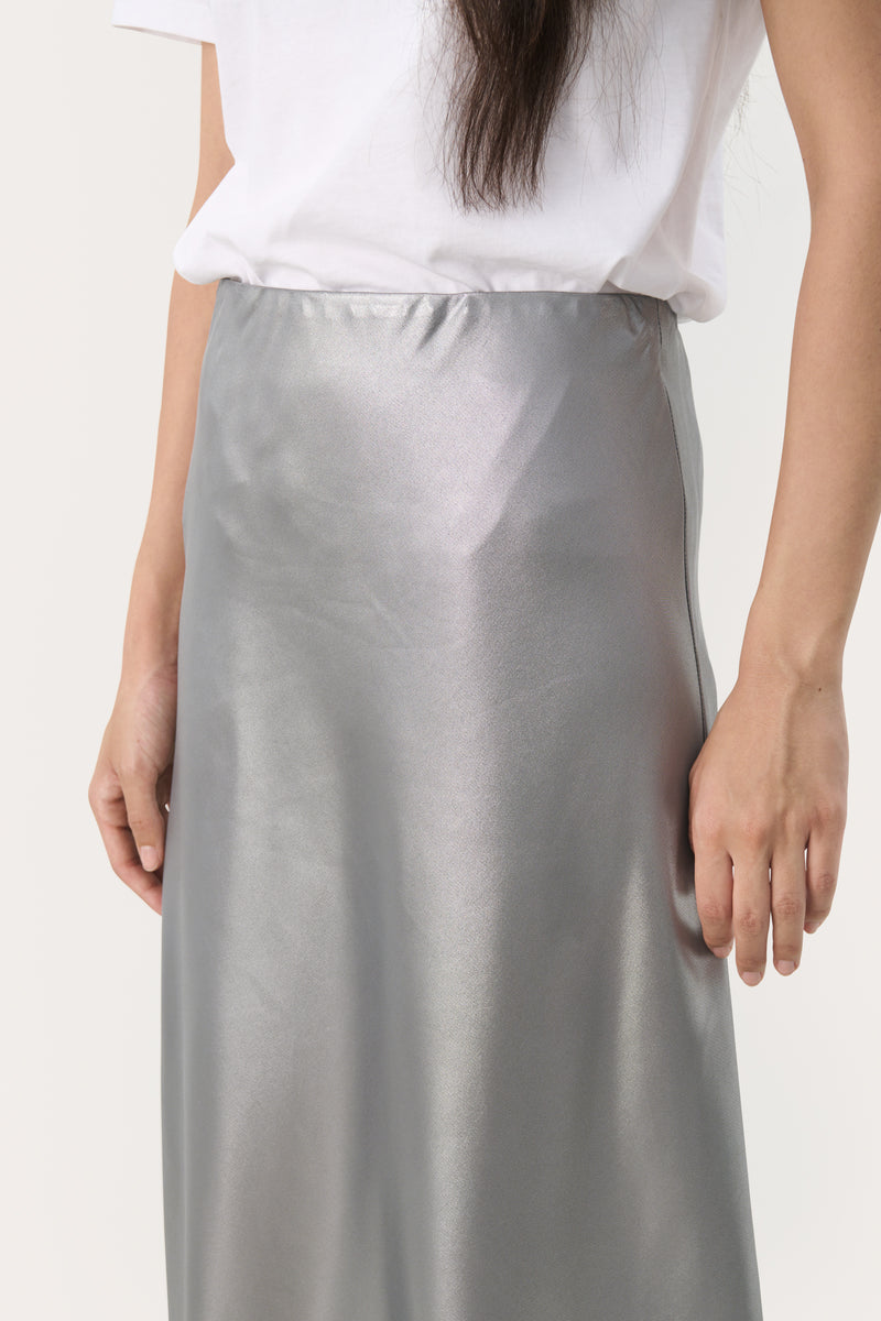 Part Two Laurinas Silky Skirt - Silver