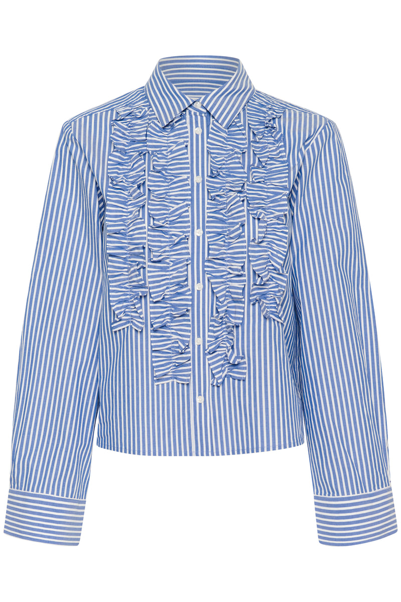 Part Two Pranvera Ruffle Shirt - Amparo Blue Stripe