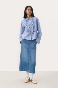 Part Two Pranvera Ruffle Shirt - Amparo Blue Stripe