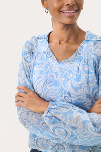 Part Two Nicholina Blouse - Blue Paisley