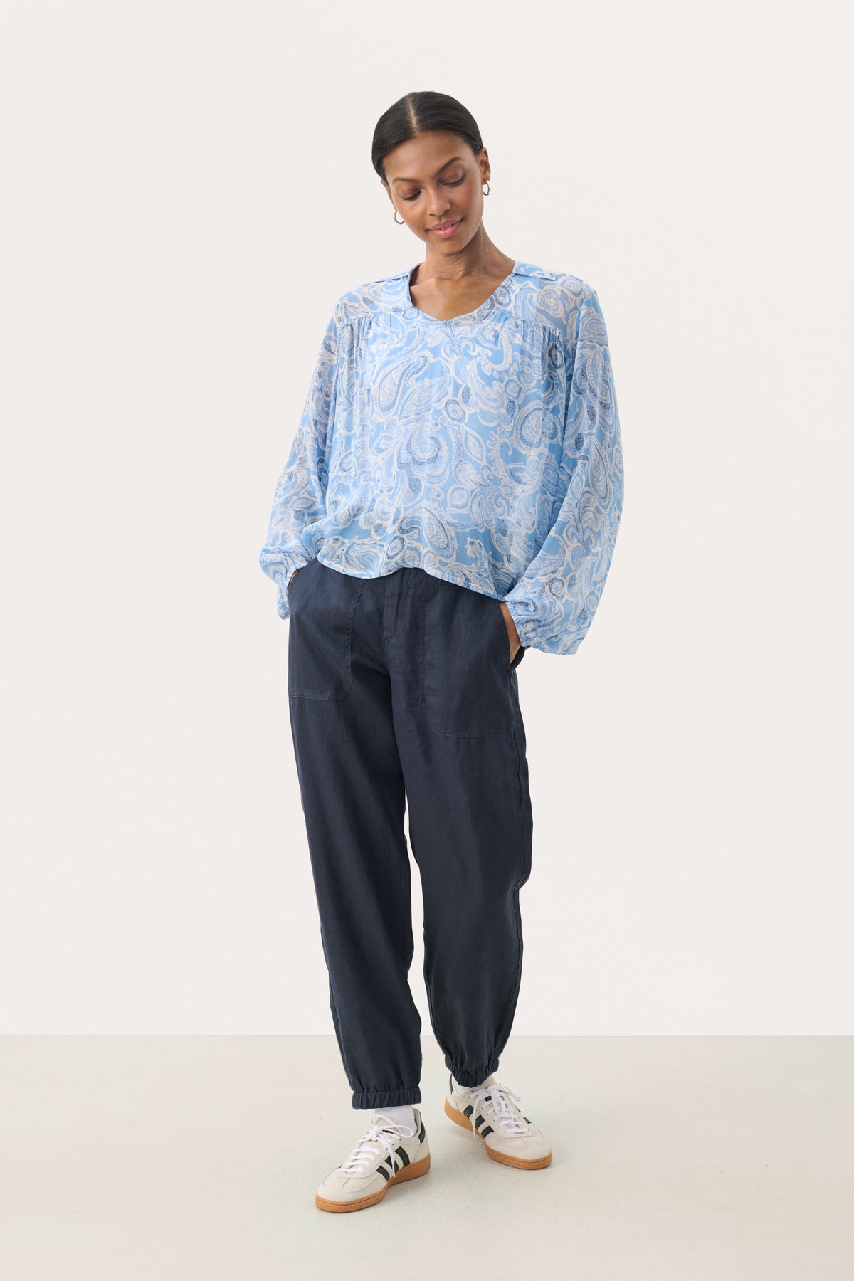 Part Two Nicholina Blouse - Blue Paisley