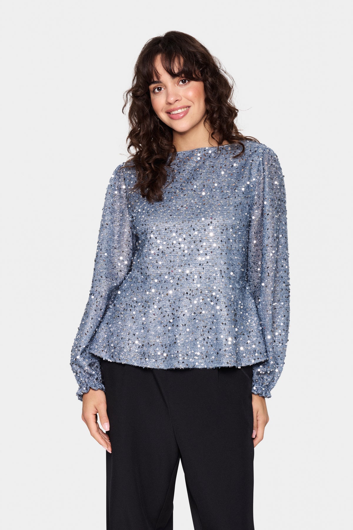 Saint Tropez Hinna Sequin Blouse - Silver