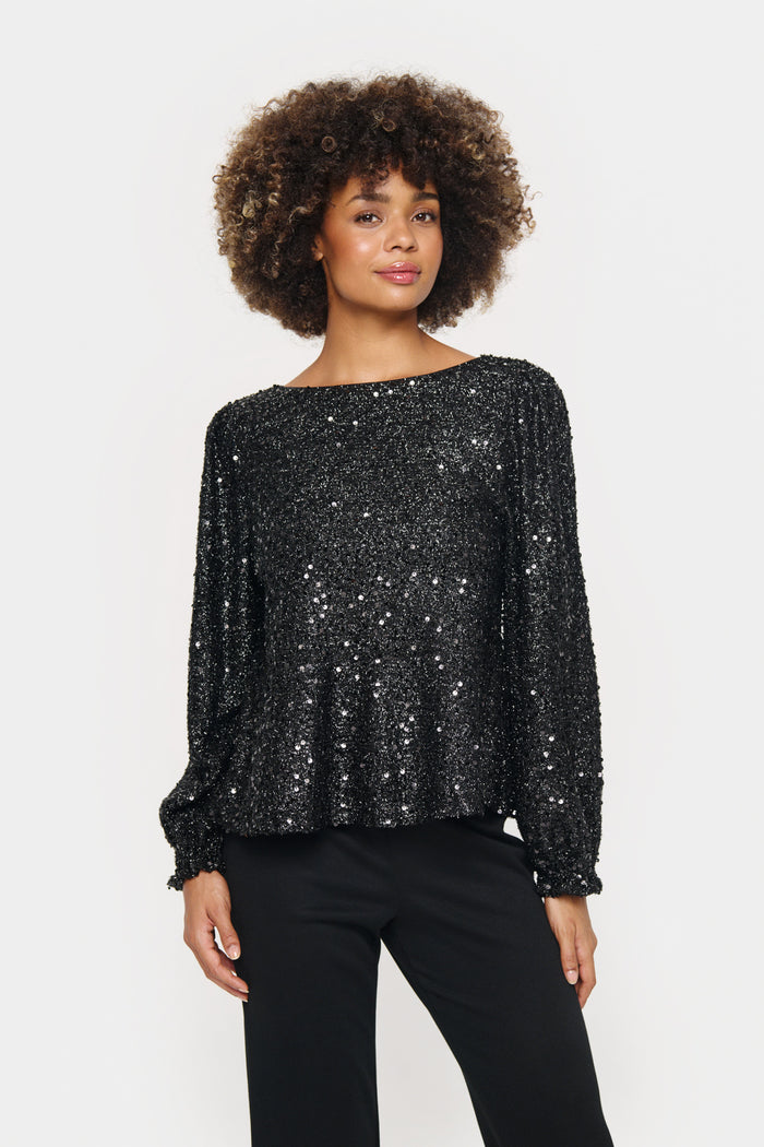 Saint Tropez Hinna Sequin Blouse - Black