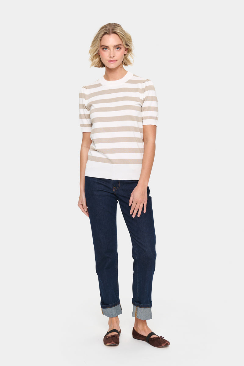 Saint Tropez Stripe Knit Top - Stone