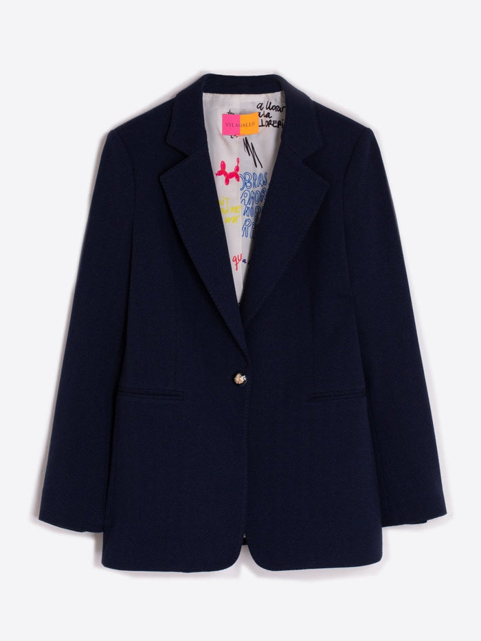 Vilagallo Button Blazer - Navy