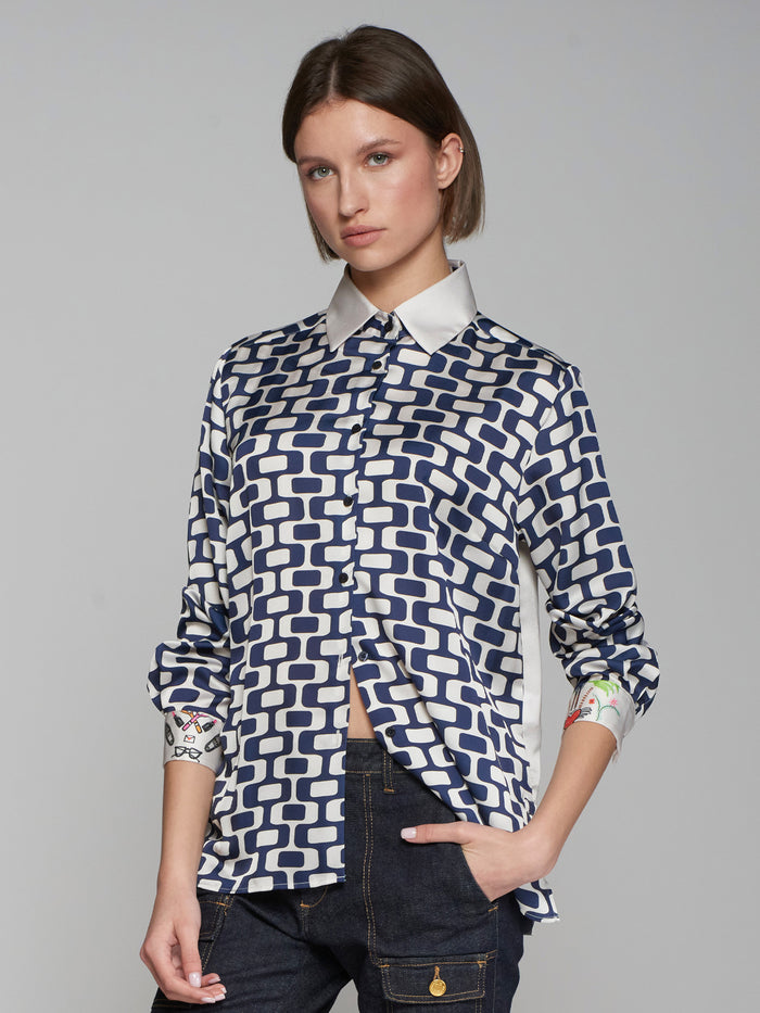 Vilagallo Pattern Back Shirt - White