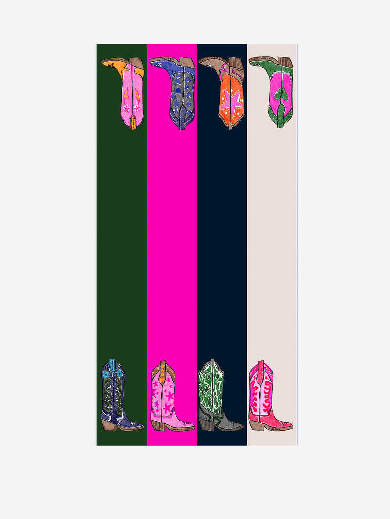 Vilagallo Cowboy Boot Scarf - Pink/Green