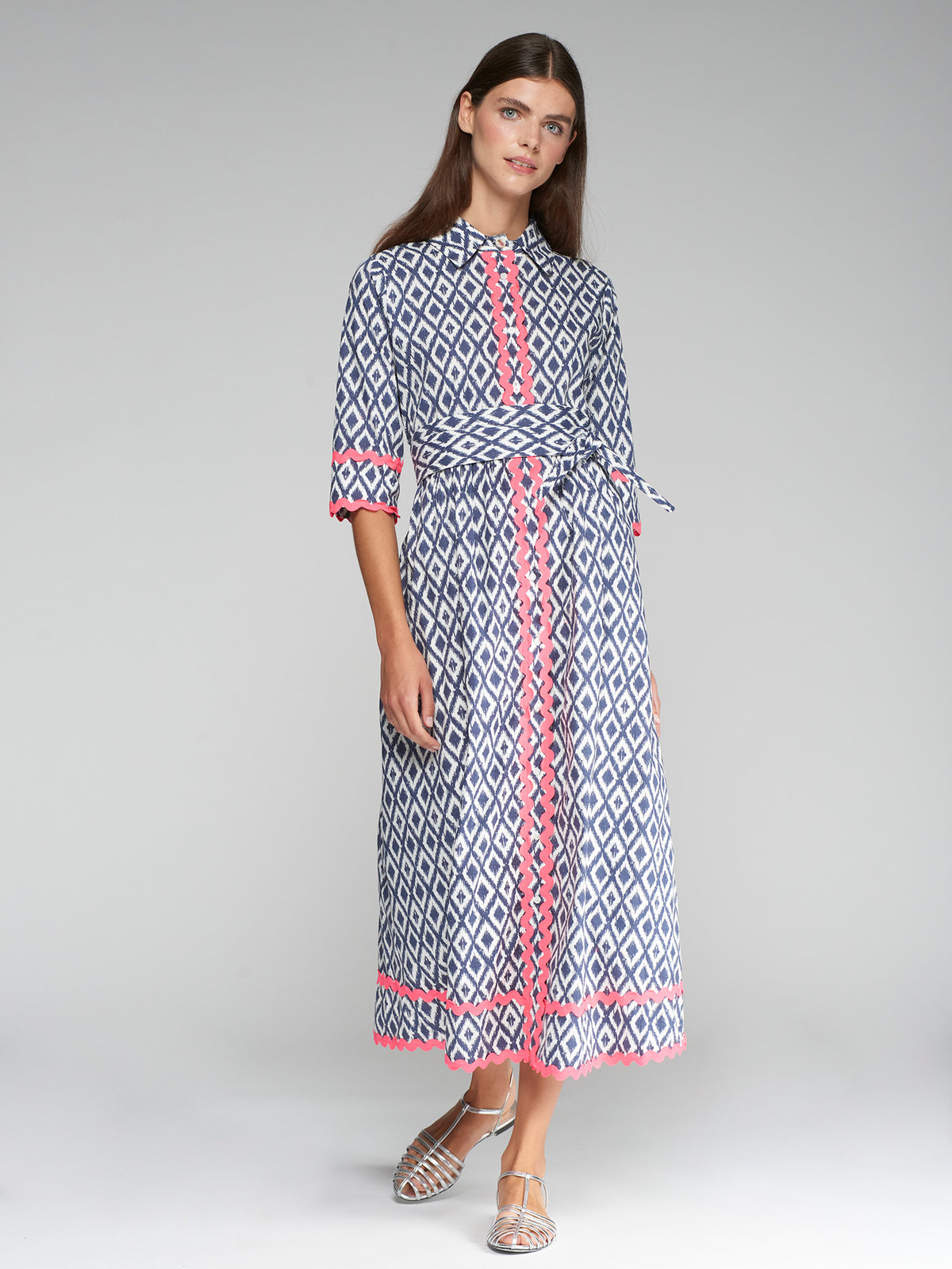 Vilagallo Brenda Ikat Dress - Navy