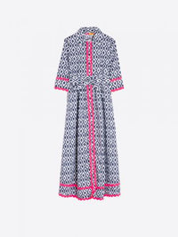 Vilagallo Brenda Ikat Dress - Navy