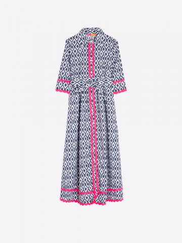 Vilagallo Brenda Ikat Dress - Navy