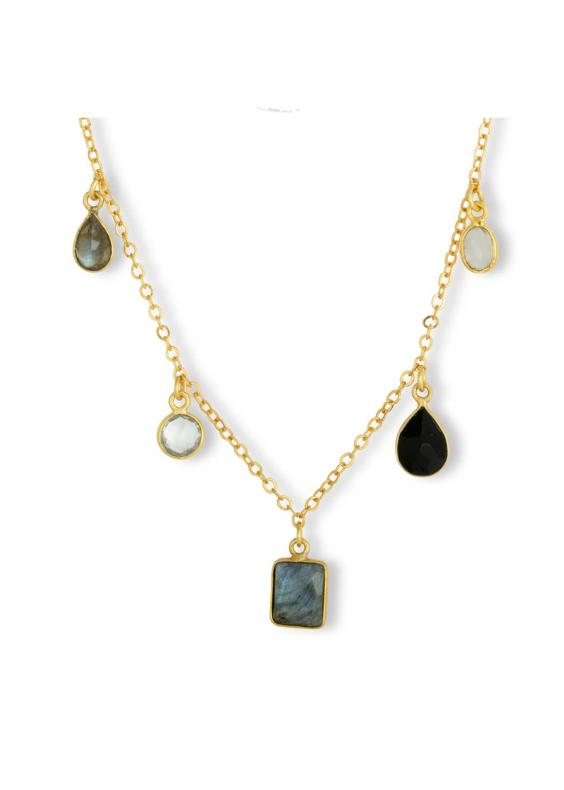 Ashiana Aubrey Charm Necklace - Black/Grey