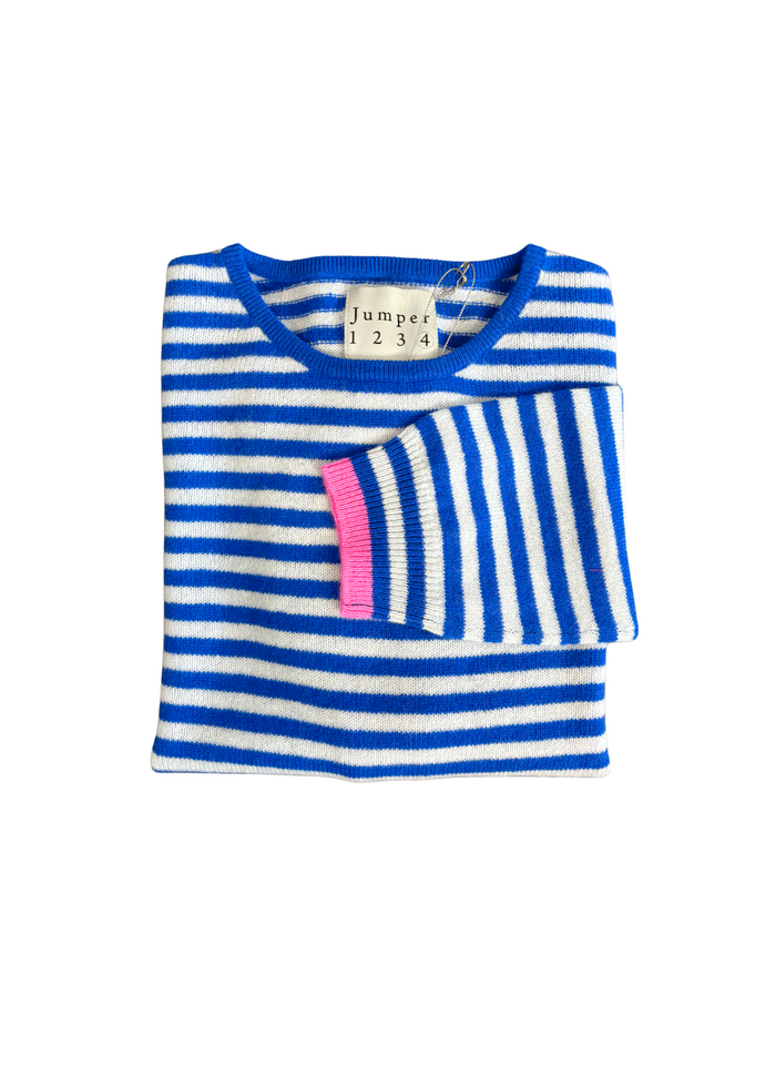 Jumper 1234 Tipped Little Stripe Crew - Navy