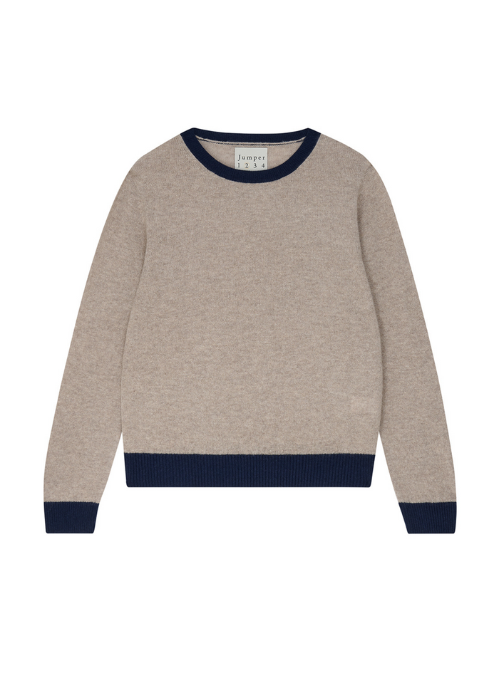 Jumper 1234 Contrast Crew Neck - Brown/Navy