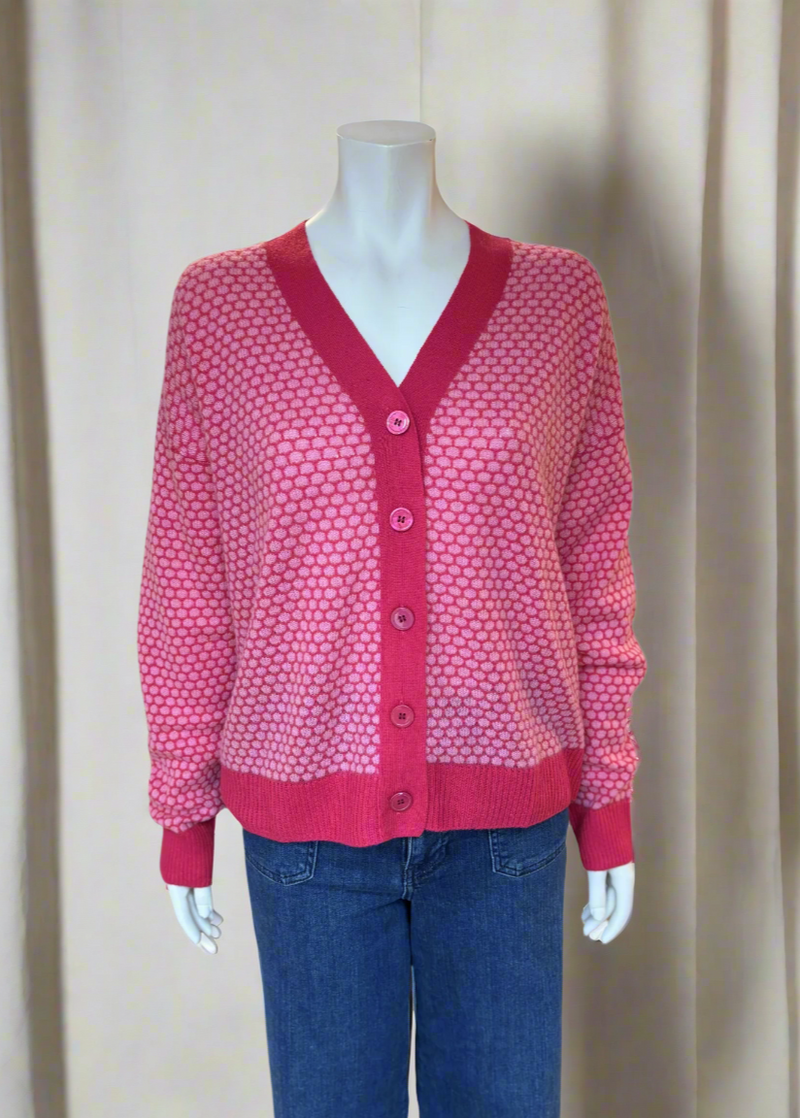 Jumper 1234 Honeycomb Cardigan - Cherry