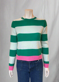 Jumper 1234 Contrast Stripe Crew Jumper - Emerald