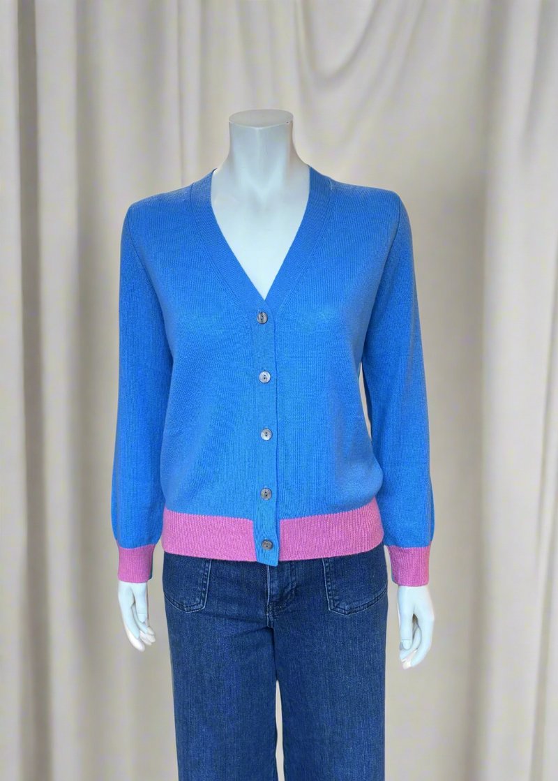 Jumper 1234 Contrast Cardigan - Sky