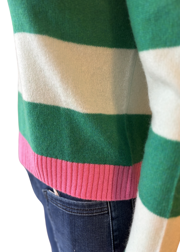 Jumper 1234 Contrast Stripe Crew Jumper - Emerald