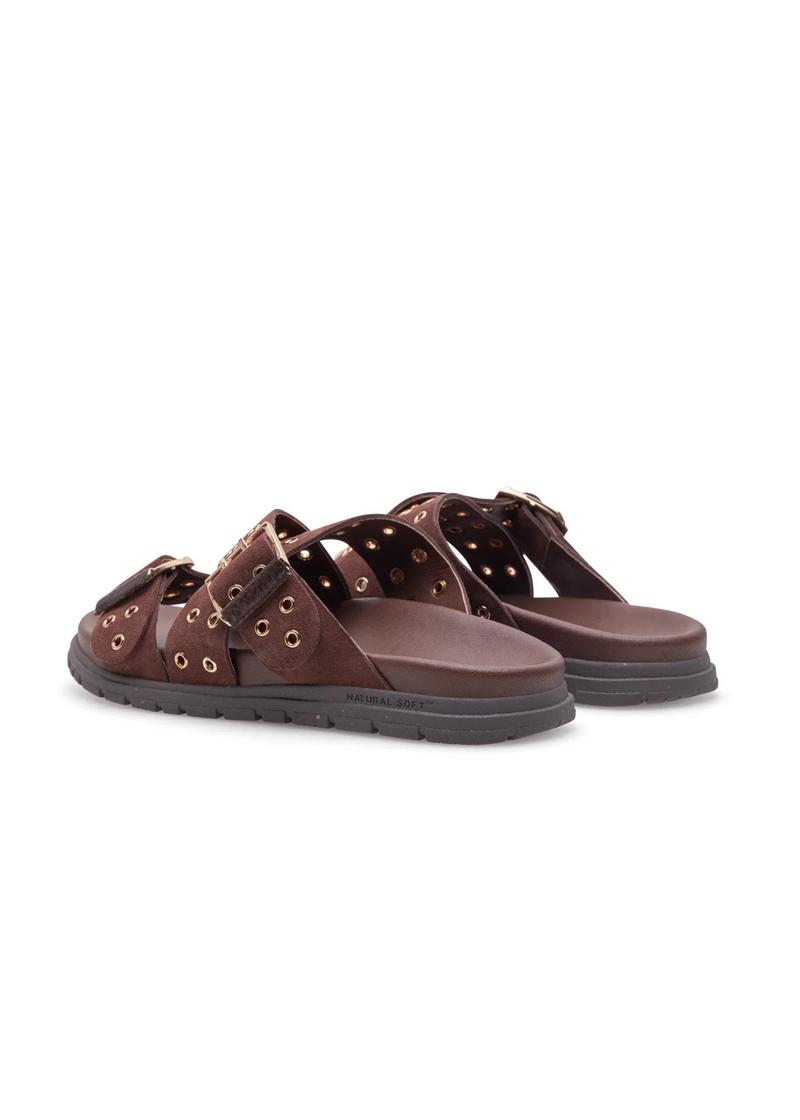 Woden Tilde Suede Studded Sandal - Brown