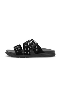 Woden Tilde Suede Studded Sandal - Black