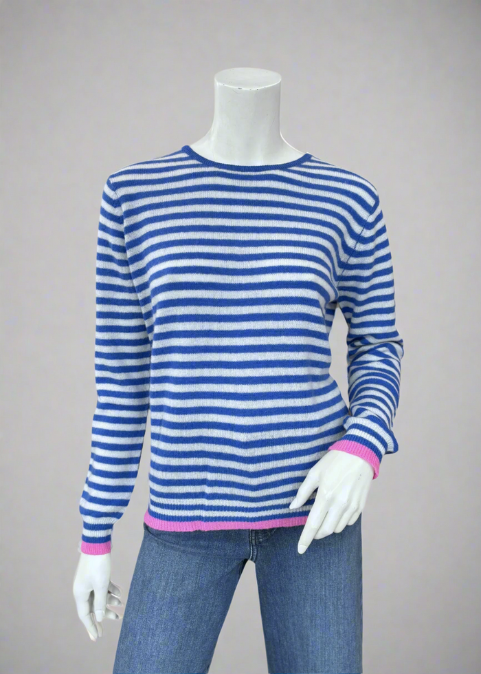 Jumper 1234 Tipped Little Stripe Crew - Navy