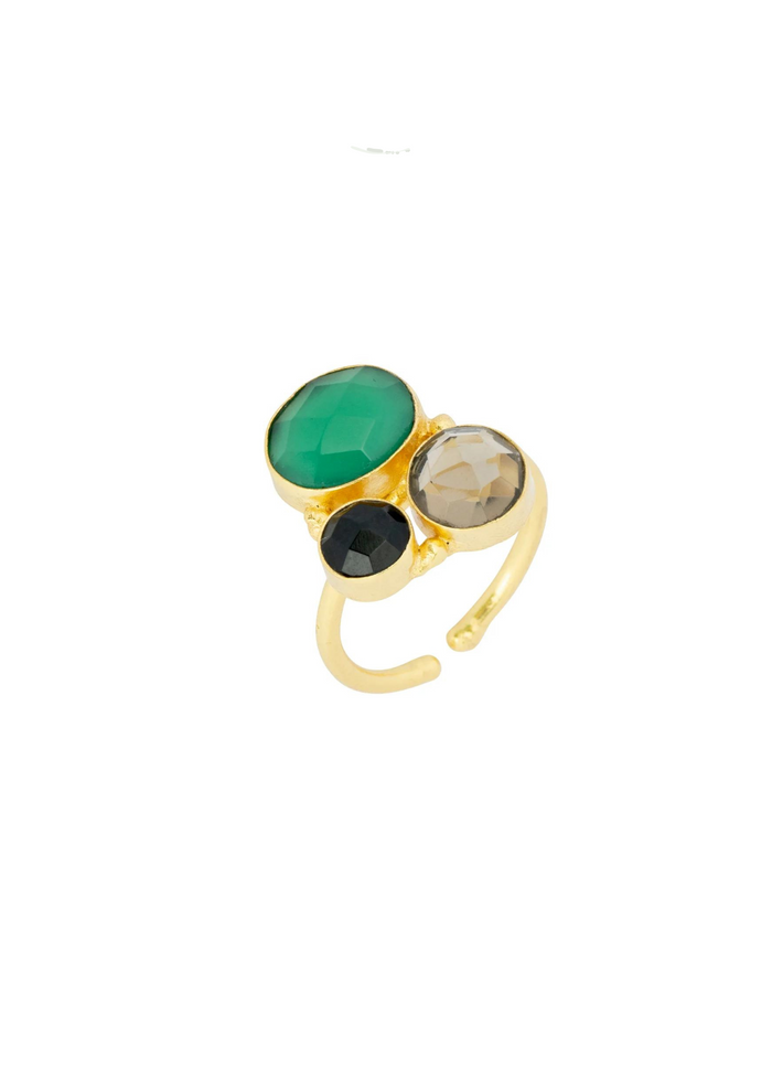 Ashiana Florence Ring - Green/Black