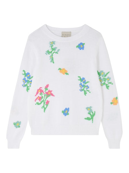 Jumper 1234 Floral Crew Neck Jumper - White