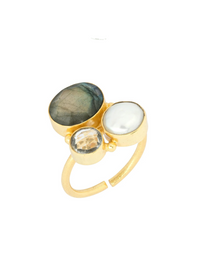 Ashiana Florence Ring - Grey/Pearl