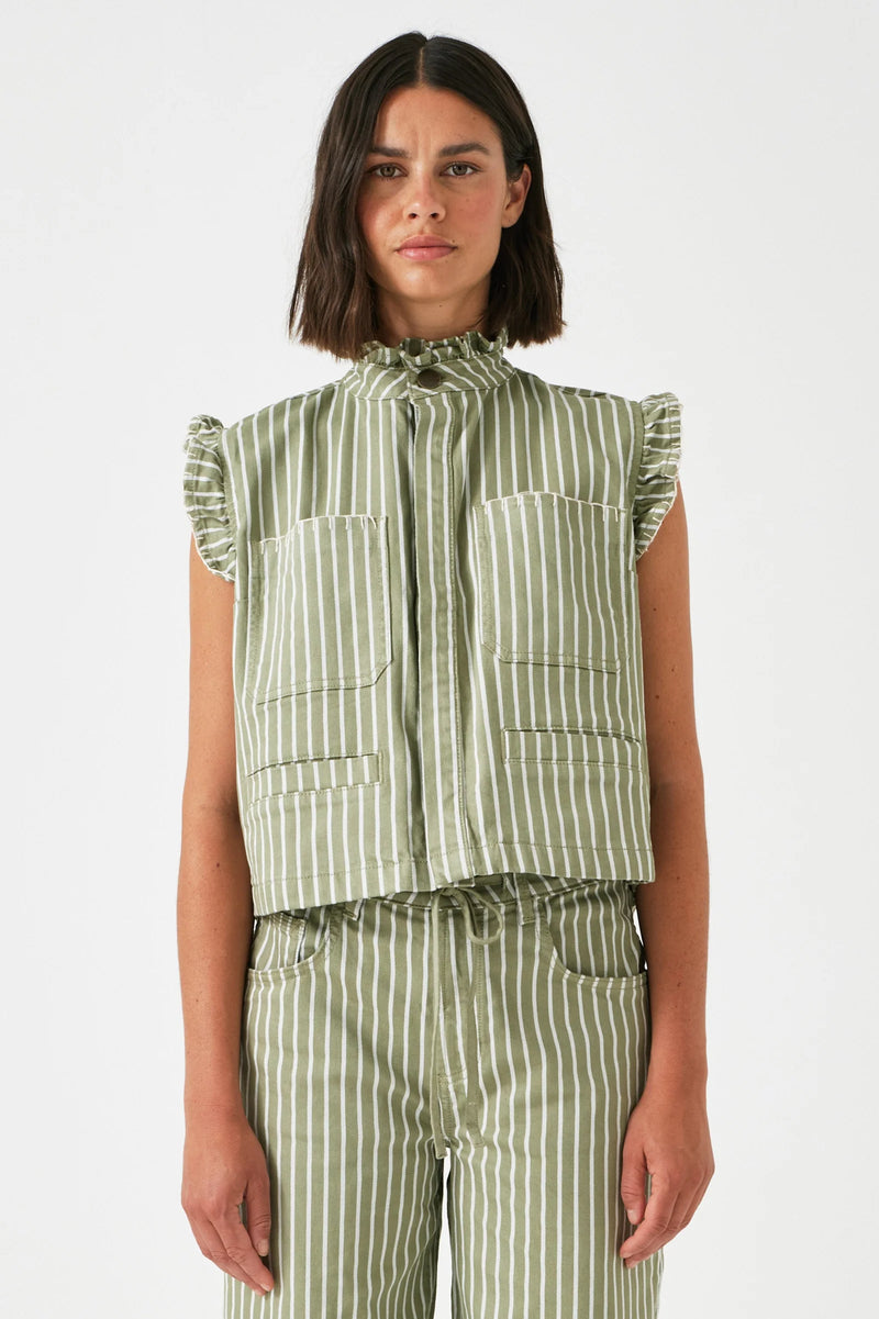 Seventy + Mochi Pablo Waistcoat - Green Stripe