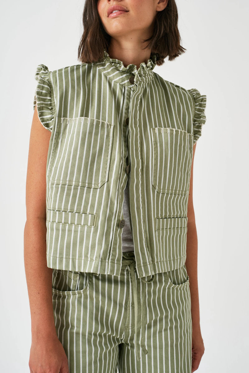 Seventy + Mochi Pablo Waistcoat - Green Stripe