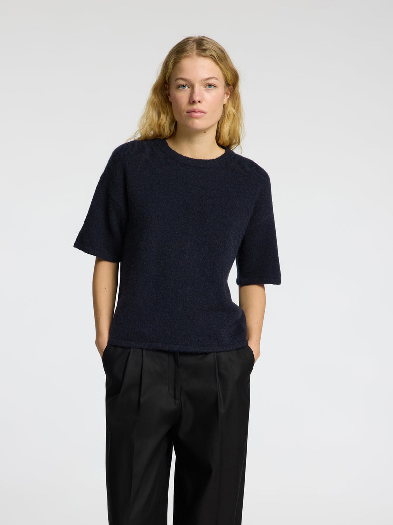 Selected Femme Maline Knit T-Shirt - Navy