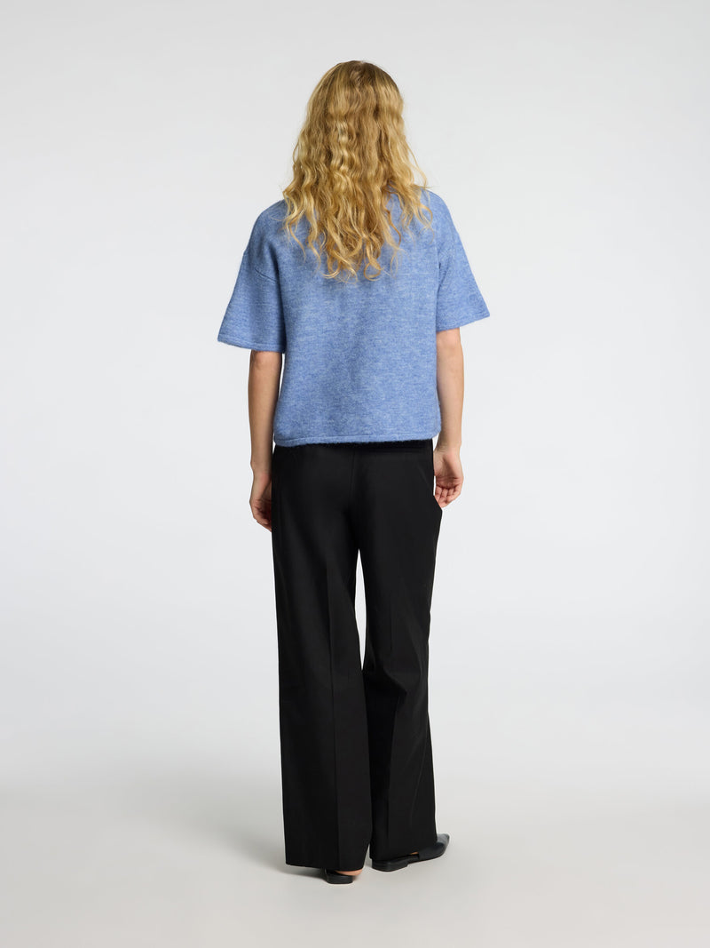 Selected Femme Maline Knit T-Shirt - Cornflour Blue