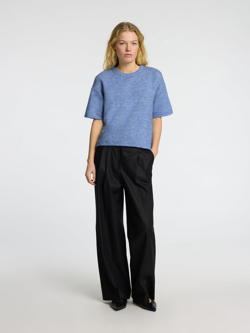 Selected Femme Maline Knit T-Shirt - Cornflour Blue