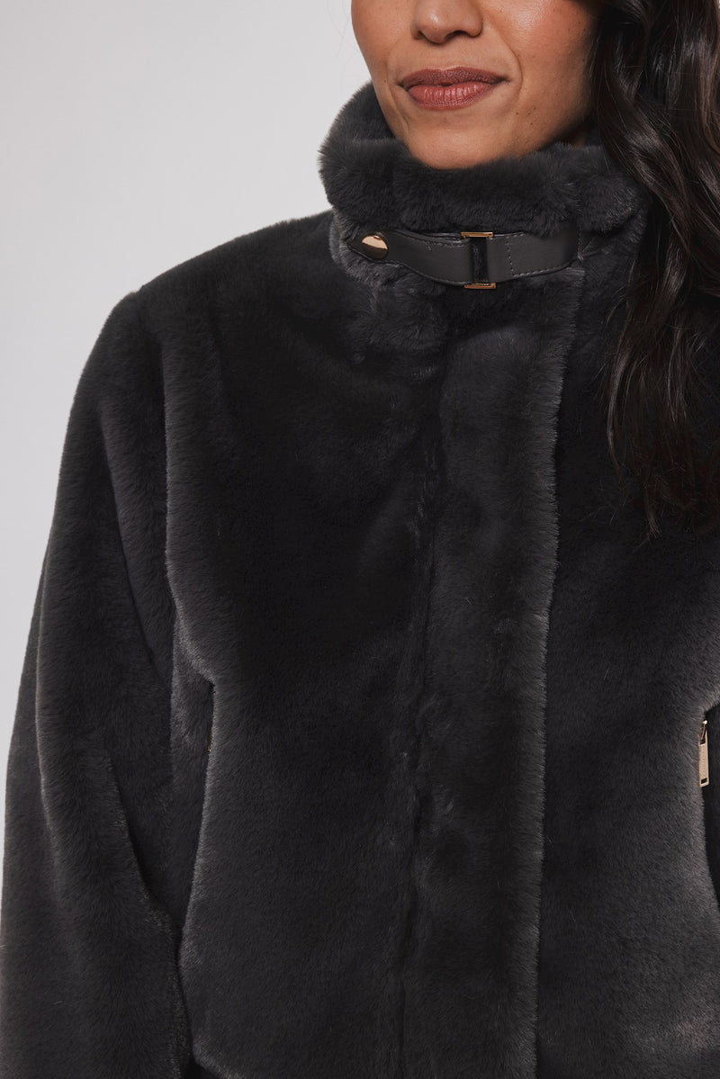 Rino & Pelle Ambra Faux Fur Jacket - Graphite