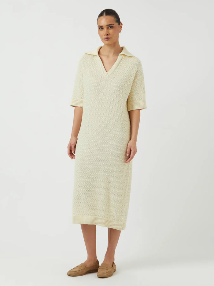 Yas Cibyl Midi Knit Dress - Cream