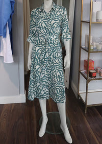 Ayoune Shirt Dress - Teal/Ecru