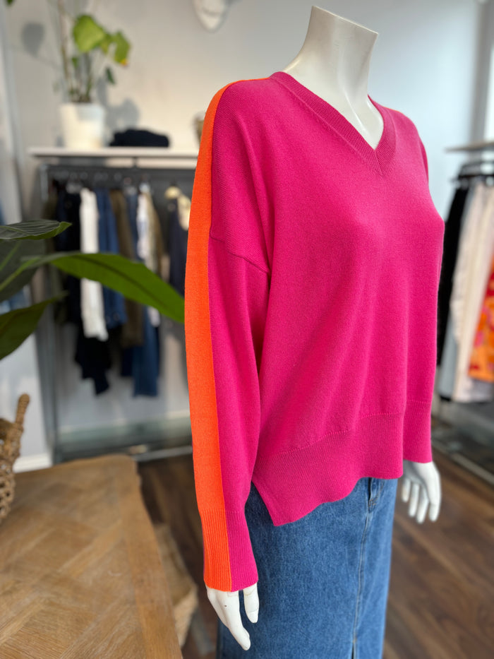 Estheme Cashmere V-Neck Pocket Jumper - Pink