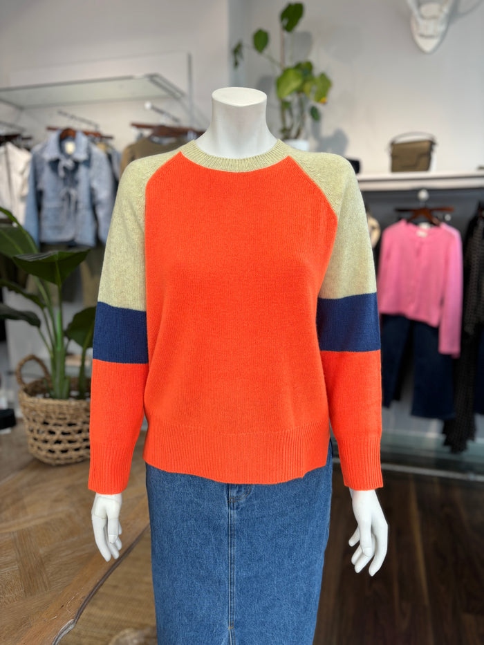 Estheme Cashmere Block Print Jumper - Orange