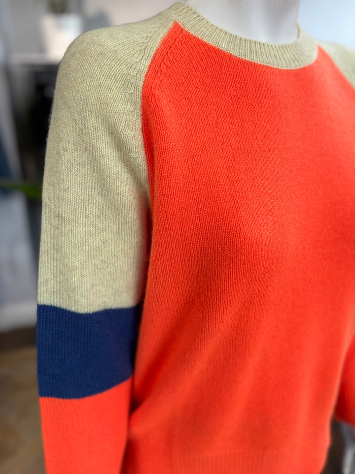 Estheme Cashmere Block Print Jumper - Orange