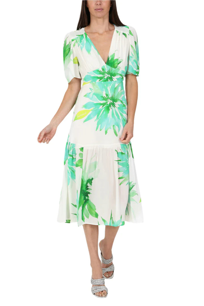 Sirens Imelda Midi Dress - Green Flower