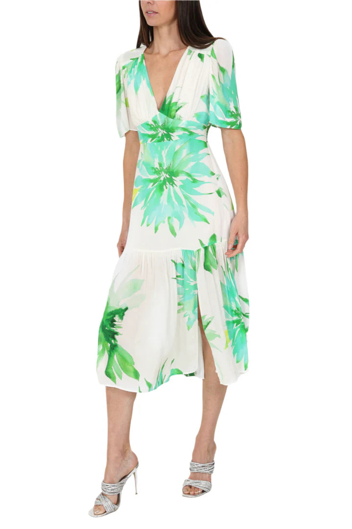 Sirens Imelda Midi Dress - Green Flower