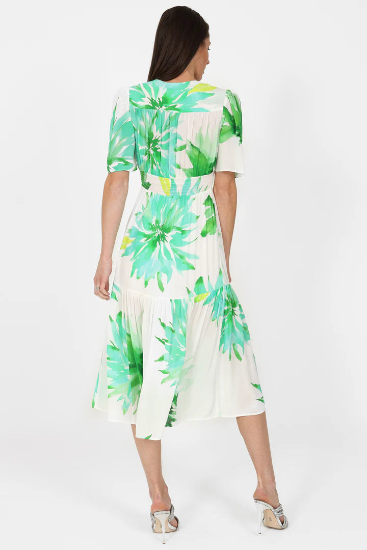 Sirens Imelda Midi Dress - Green Flower