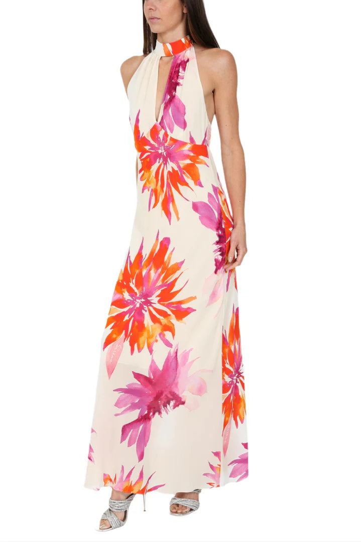 Sirens Camilla Halter Maxi Dress - Pink Flower