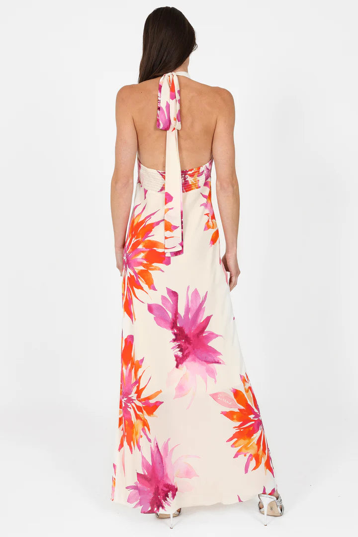 Sirens Camilla Halter Maxi Dress - Pink Flower