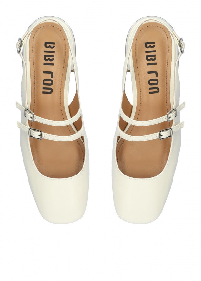 Bibi Lou Wrinkled Leather Pump - White