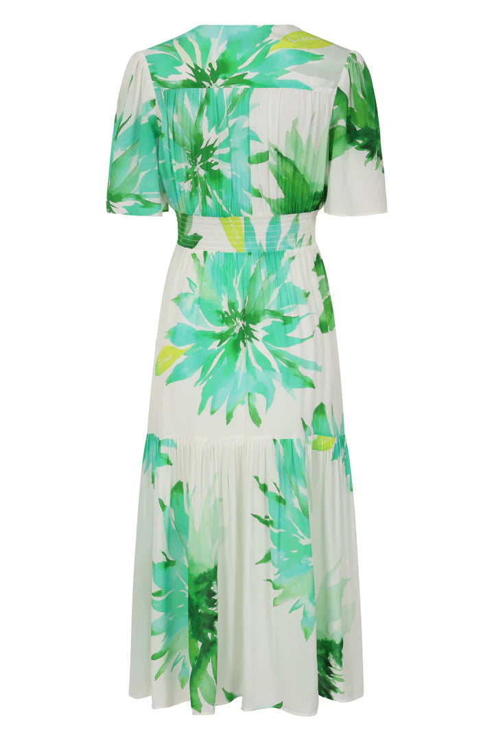 Sirens Imelda Midi Dress - Green Flower